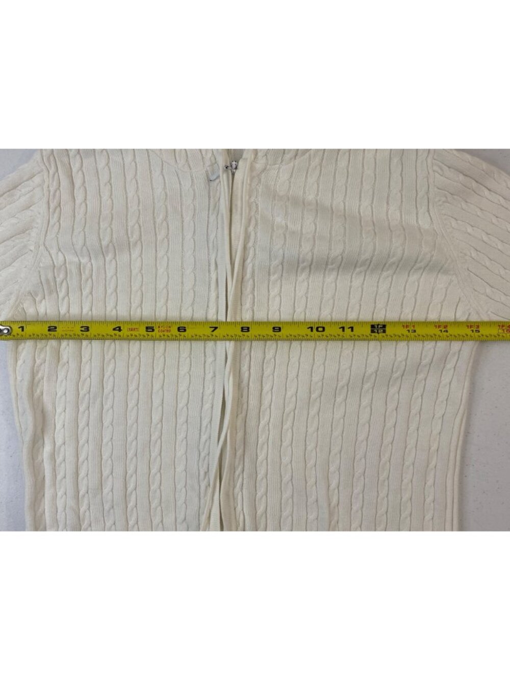 Old Navy Cable Knit Hoodie XS White Zip Up Cotton Sweater Womens - Picture 3 of 9